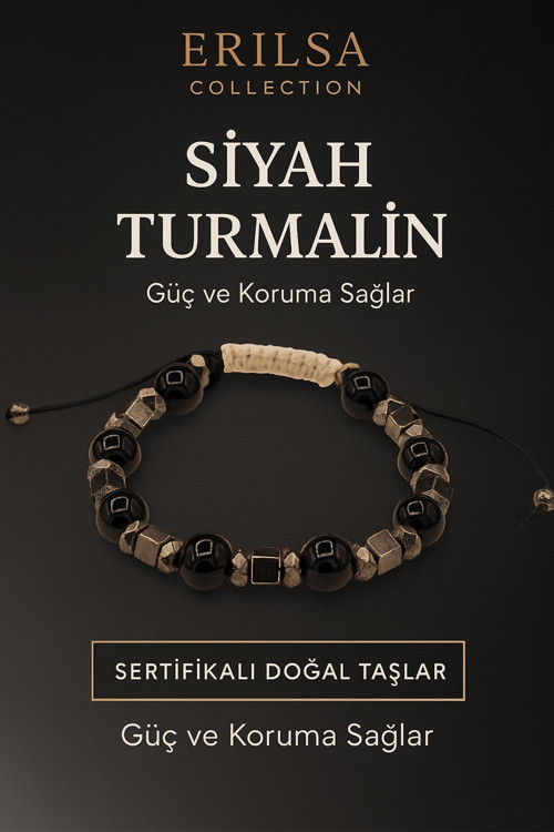 Sertifikalı Doğal Siyah Turmalin Bileklik – Güç, Koruma ve Negatif Enerjiyi Uzaklaştırma