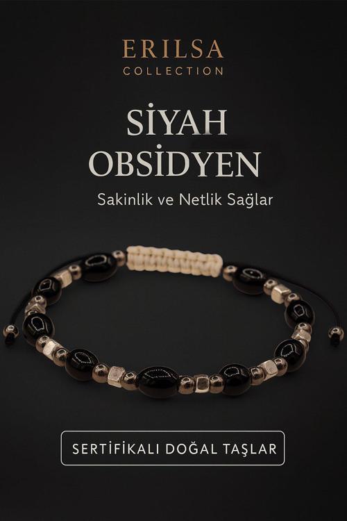 Sertifikalı Doğal Siyah Obsidyen Bileklik – Sakinlik ve Netlik Sağlayan Enerji Taşı