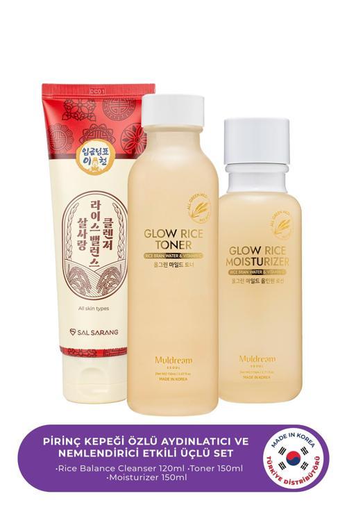 Pirinç Kepeği Özlü Aydınlatıcı ve Nemlendirici Etkili Üçlü Bakım Seti