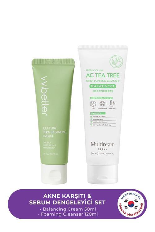 Akne Karşıtı Arındırıcı Nemlendirici ve Sebum Dengeleyici Bakım Seti