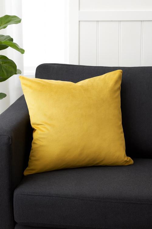 Düz Kadife Kırlent Kılıfı Sarı 40x40