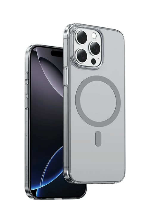iPhone 15 Pro Max Uyumlu Manyetik Şarj Destekleyen Şeffaf Crystal Kılıf