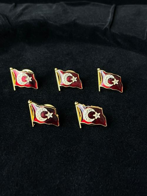 Türk Bayraklı Yaka Rozeti 5'li