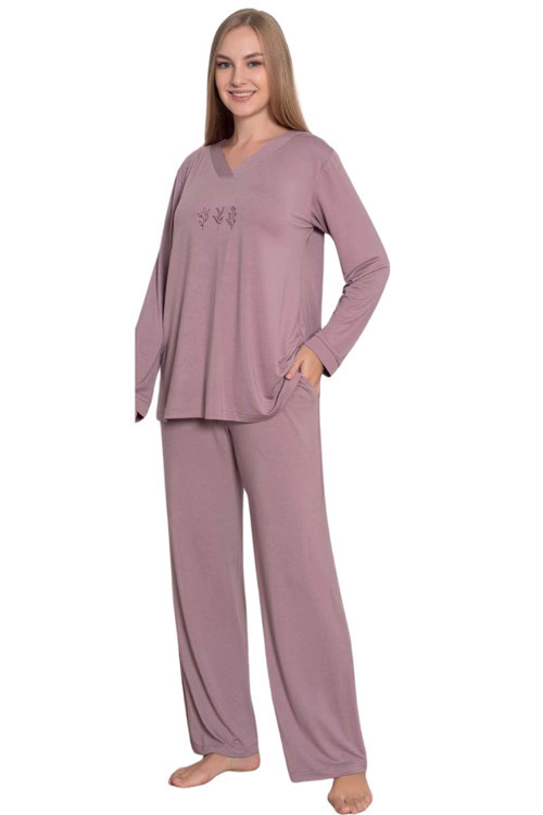 Viskon Uzun Kollu Kadın pijama takımı 24642