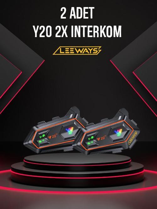 İki Adet Y20 2X 1000m Telsiz Mesafeli Özellikli 2 Kişi Bağlantılı Bluetooth Kask Kulaklık Ekranlı Fenerli Motosiklet Int