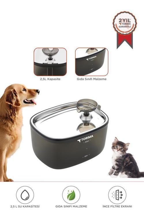 Tpd-01 Siyah Otomatik Filtreli Kedi Köpek Su Pınarı Su Çeşmesi Ultra Sessiz Su Şelalesi
