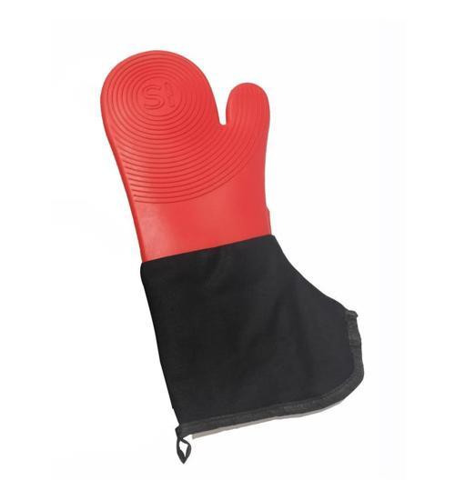 Kırmızı Silikon Yanmaz Fırın Eldiveni Büyük Boy 40 Cm