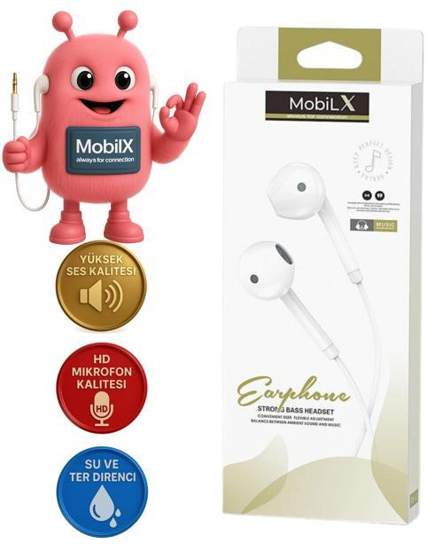MobiLX ME-02 Beyaz Spor Kulak İçi Kulaklık – Aux Girişli, HD Ses Kalitesi, Tüm Telefon ve Cihazlarla Uyumlu