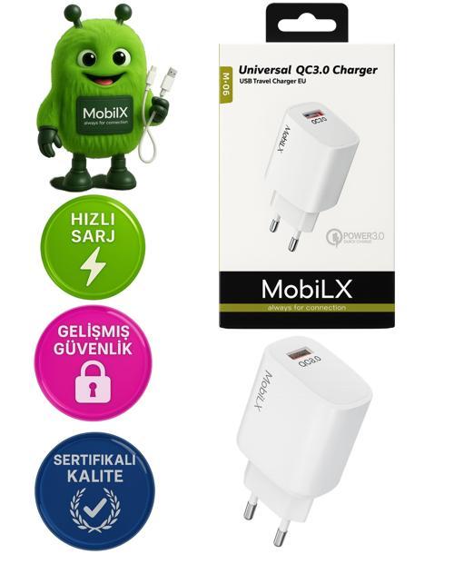 MobiLX QC 3.0 Universal Şarj Başlığı – USB Travel Charger EU | Model: M-05
