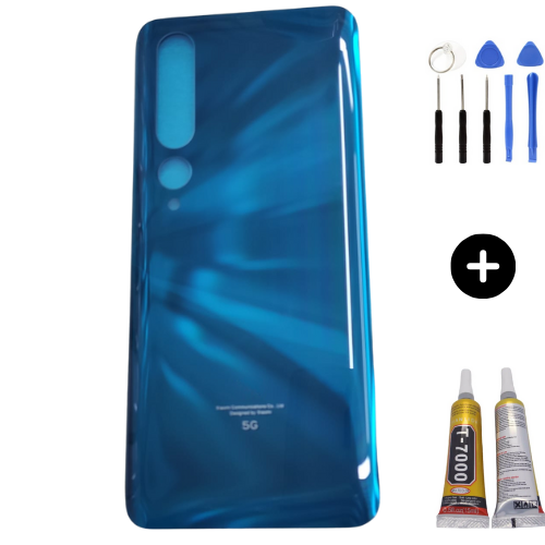 Xiaomi Mi 10 5G Uyumlu Arka Pil Kapağı Mavi + Montaj Seti