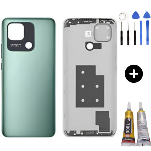 Redmi 10C Uyumlu Full Kasa Arka Pil Kapağı Yeşil + Montaj Seti