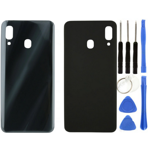 Samsung A30 SM-A305F Uyumlu Arka Pil Kapağı Siyah + Tamir Seti