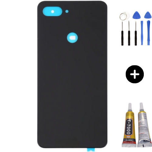 Xiaomi Mi 8 Lite Uyumlu Arka Pil Kapağı Siyah + Montaj Seti