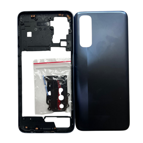 Realme 7 Uyumlu Arka Kapak + Orta Çıta (Kamera Camlı) Siyah