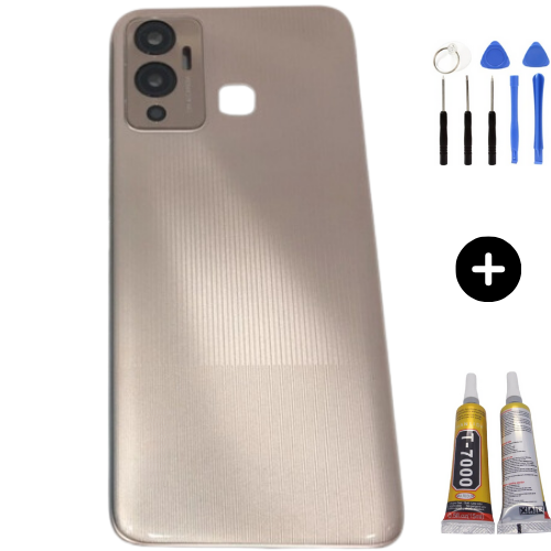 İnfinix Hot 12 Play Uyumlu Full Kasa Arka Kapak Gold + Montaj Seti