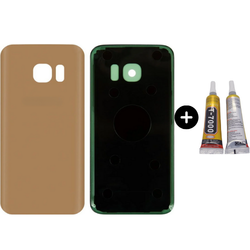 Samsung S7 SM-G930 Uyumlu Arka Pil Kapağı Gold + B7000