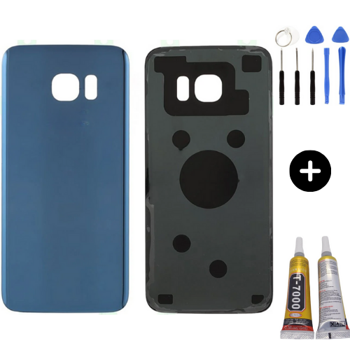 Samsung S7 Edge SM-G935 Uyumlu Arka Pil Kapağı Mavi + Montaj Seti