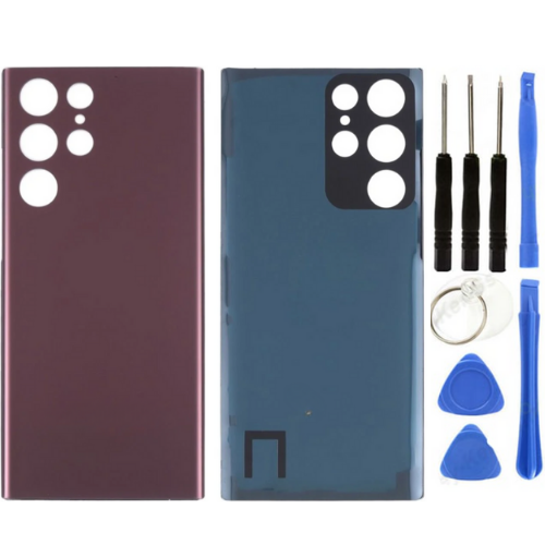 Samsung S22 Ultra SM-S908 Uyumlu Arka Pil Kapağı Bordo + Tamir Seti