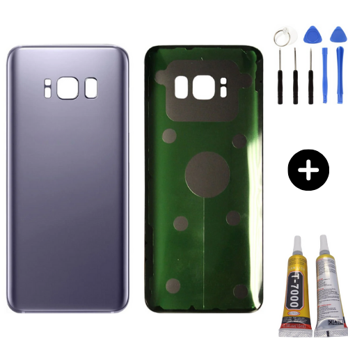 Samsung S8 SM-G950 Uyumlu Arka Pil Kapağı Mor + Montaj Seti