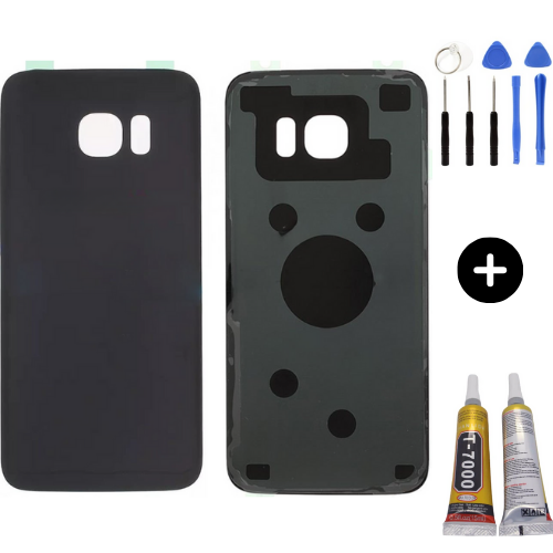 Samsung S7 Edge SM-G935 Uyumlu Arka Pil Kapağı Siyah + Montaj Seti
