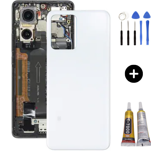Redmi Note 12 Uyumlu Arka Pil Kapağı Beyaz + Montaj Seti
