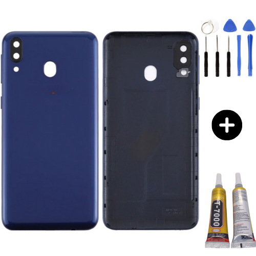 Samsung M20 SM-M205 Uyumlu Arka Pil Kapağı Mavi + Montaj Seti