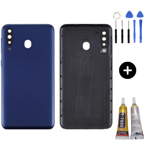 Samsung M30 SM-M305F Uyumlu Arka Pil Kapağı Mavi + Montaj Seti