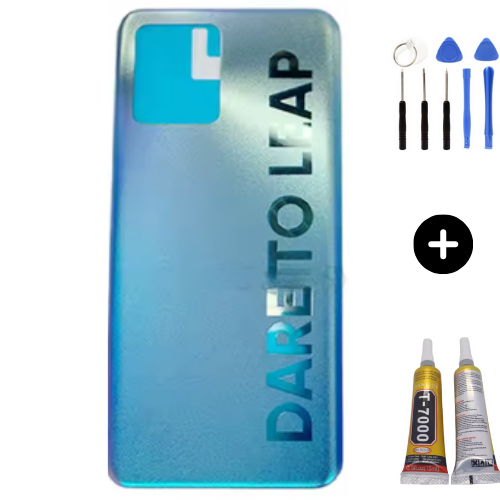 Realme 8 Pro Uyumlu Arka Pil Kapağı Mavi + Montaj Seti