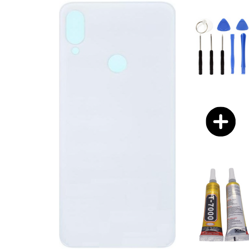 Redmi Note 7 Pro Uyumlu  Arka Pil Kapağı Beyaz + Montaj Seti