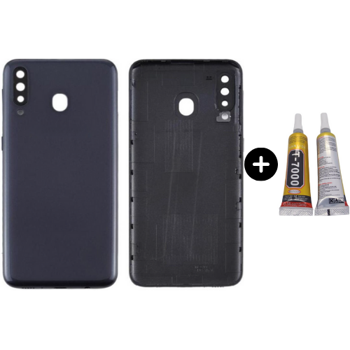 Samsung M30 SM-M305F Uyumlu Arka Pil Kapağı Siyah + B7000