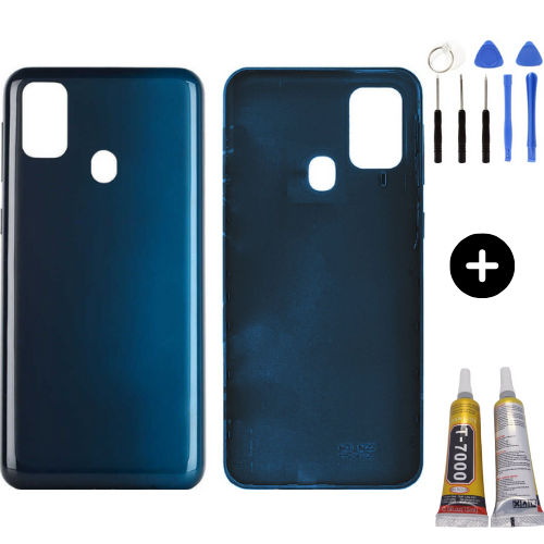 Samsung M30S SM-M307 Uyumlu Arka Pil Kapağı Siyah + Montaj Seti