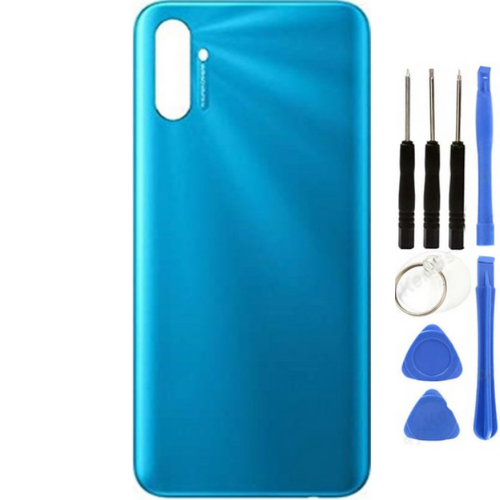 Realme C3İ Uyumlu Full Kasa Arka Pil Kapağı Mavi + Tamir Seti