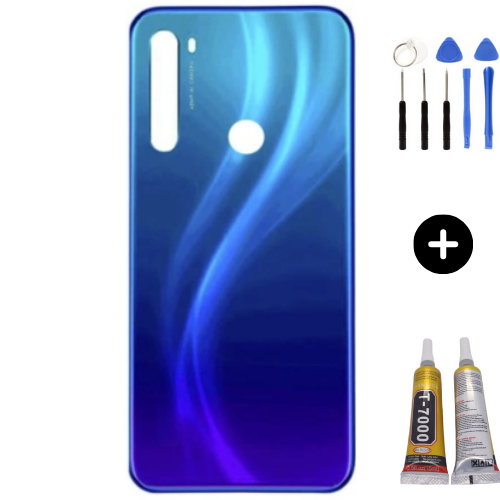 Redmi Note 8 Uyumlu  Arka Pil Kapağı Mavi + Montaj Seti