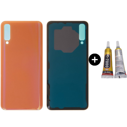 Samsung A50 SM-A505 Uyumlu Arka Pil Kapağı Turuncu + B7000