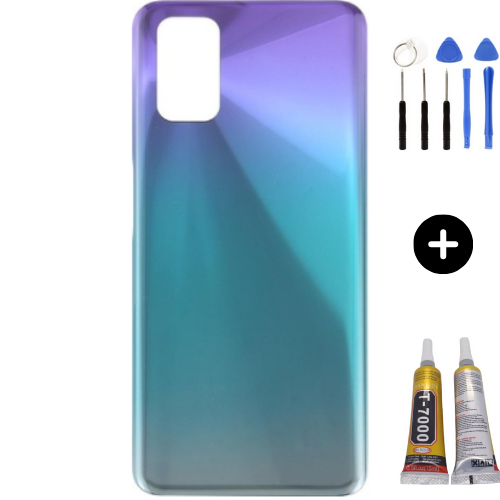 Oppo A92 Uyumlu Arka Pil Kapağı Mavi + Montaj Seti