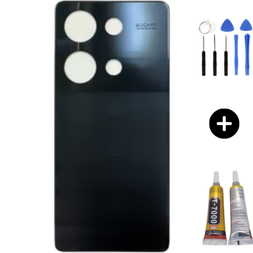 Redmi Note 13 Pro 4G Uyumlu Arka Pil Kapağı Siyah + Montaj Seti