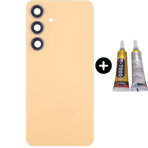 Samsung S24 SM-S921 Uyumlu Arka Pil Kapağı Sarı + B7000