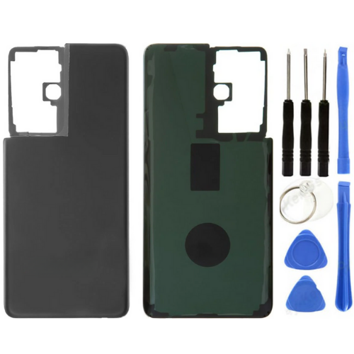 Samsung S21 Ultra SM-G998 Uyumlu Arka Pil Kapağı Siyah + Tamir Seti