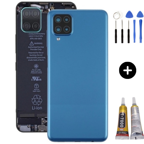 Samsung A12 SM-A215F Uyumlu Arka Pil Kapağı Mavi + Montaj Seti