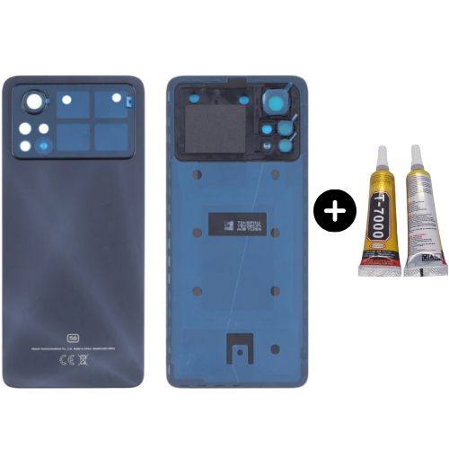 Xiaomi Poco Pocophone X4 Pro Uyumlu Kamera Camlı Arka Pil Kapağı Siyah + B7000