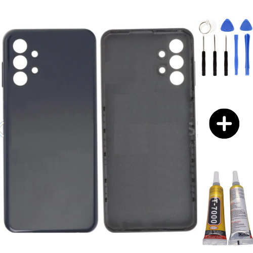 Samsung A13 SM-A135F Uyumlu Arka Pil Kapağı Siyah + Montaj Seti