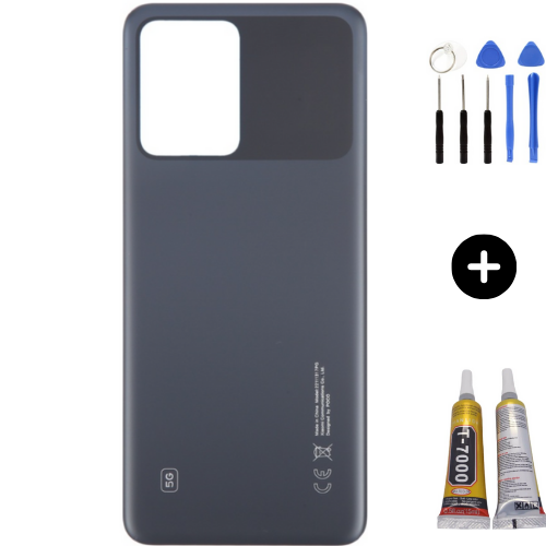 Xiaomi Poco Pocophone X5 Pro Uyumlu Arka Pil Kapağı Siyah + Montaj Seti