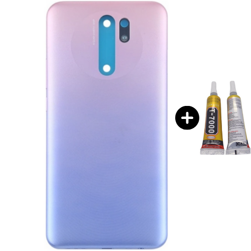 Redmi 9 Uyumlu Full Kasa Arka Pil Kapağı Mor + B7000
