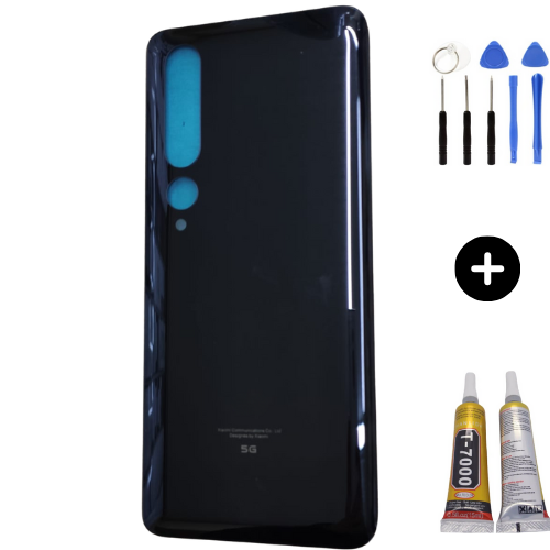 Xiaomi Mi 10 5G Uyumlu Arka Pil Kapağı Siyah + Montaj Seti