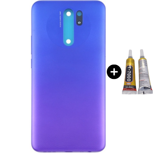 Redmi 9 Uyumlu Full Kasa Arka Pil Kapağı Mavi + B7000