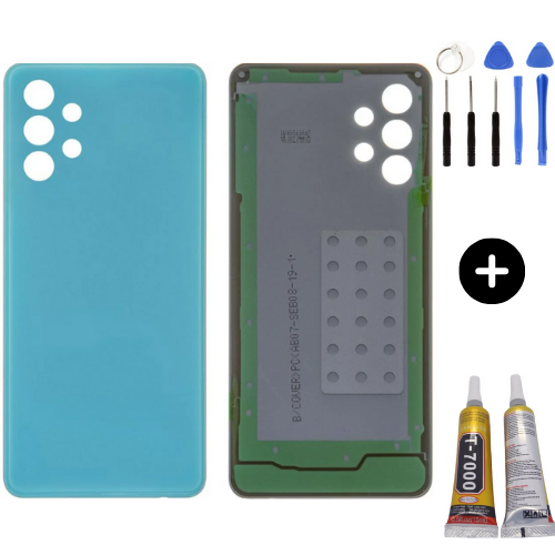 Samsung A32 SM-A325 Uyumlu Arka Pil Kapağı Mavi + Montaj Seti