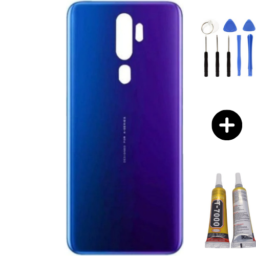 Oppo A9 2020 Uyumlu Arka Pil Kapağı Mavi + Montaj Seti