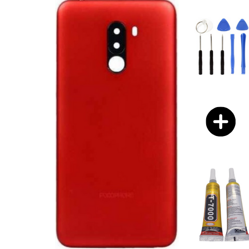 Xiaomi Poco Pocophone F1 Uyumlu Full Kasa Arka Pil Kapağı Kırmızı + Montaj Seti