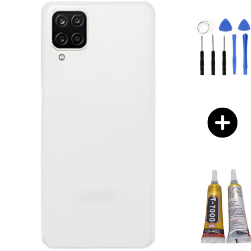 Samsung A12 SM-A215F Uyumlu Arka Pil Kapağı Beyaz + Montaj Seti