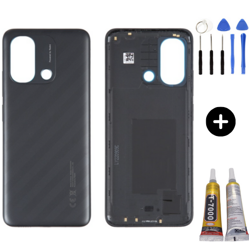 Redmi 12C Uyumlu Full Kasa Arka Pil Kapağı Siyah + Montaj Seti